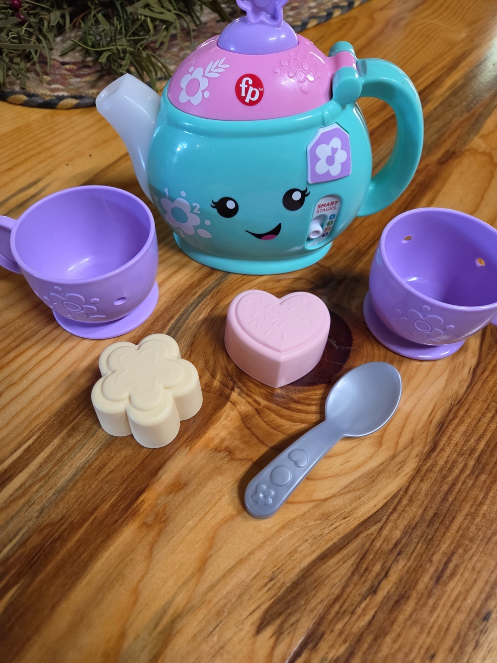 Fisher-Price Teal & Pink Play Tea Set with Purple Cups